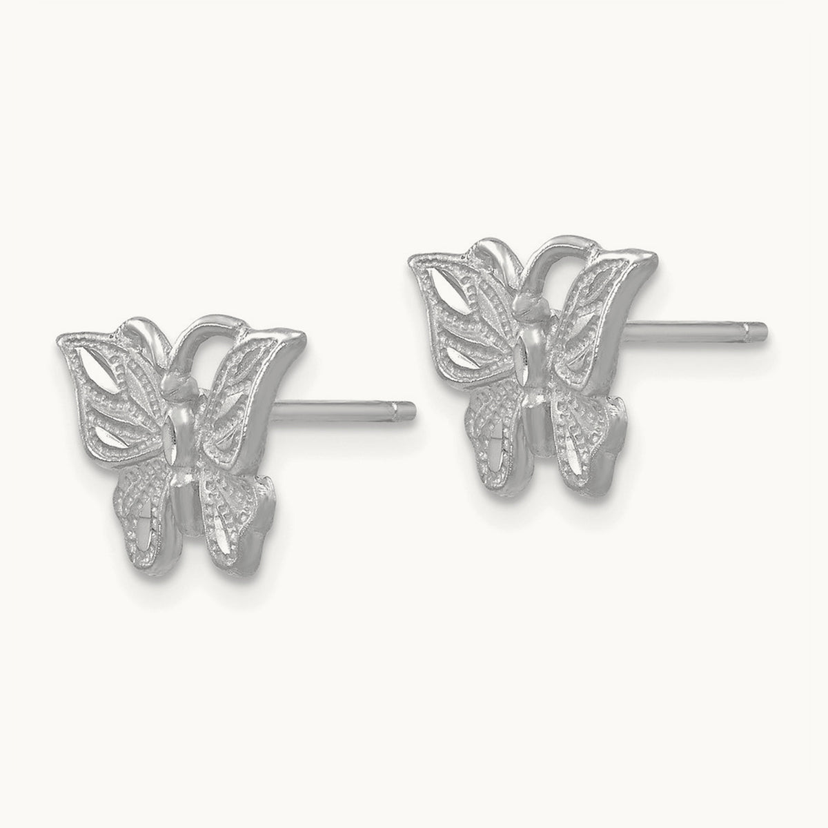 Diamond-cut Butterfly Earrings, 14K White Gold