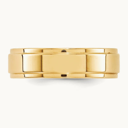 Flat with Step Edge Band, 6mm, 10K Yellow Gold