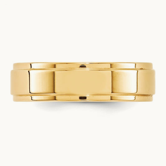 Flat with Step Edge Band, 6mm, 10K Yellow Gold