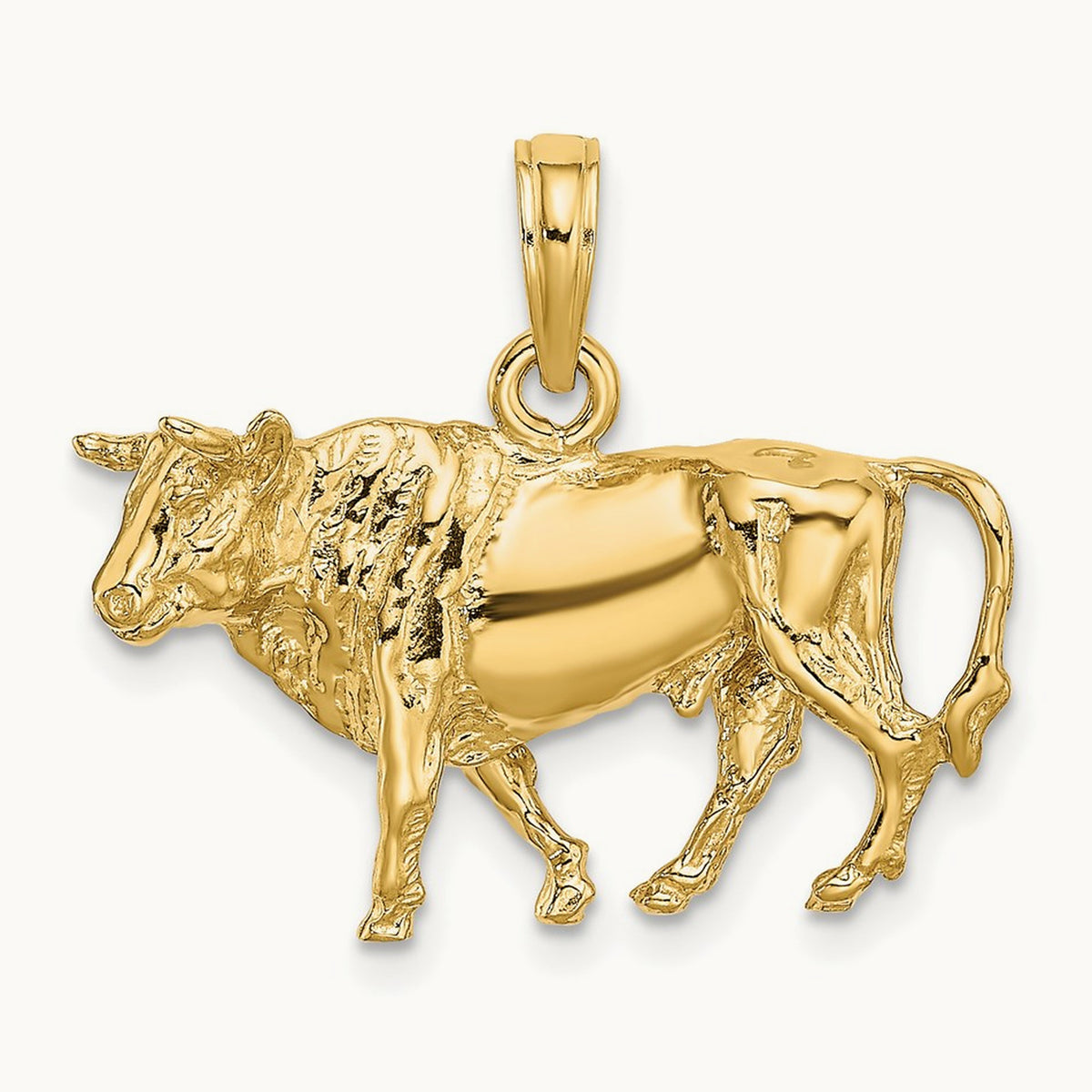 3-D Bull w/Horns Charm, 14K