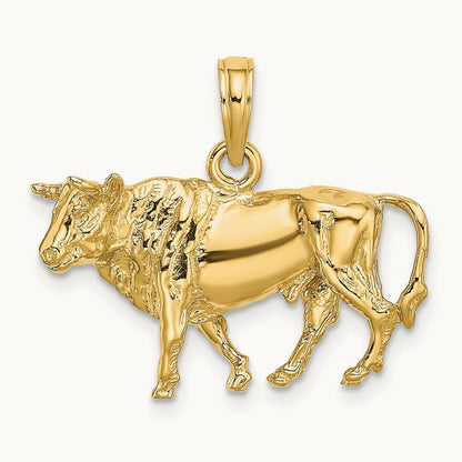 3-D Bull w/Horns Charm, 14K