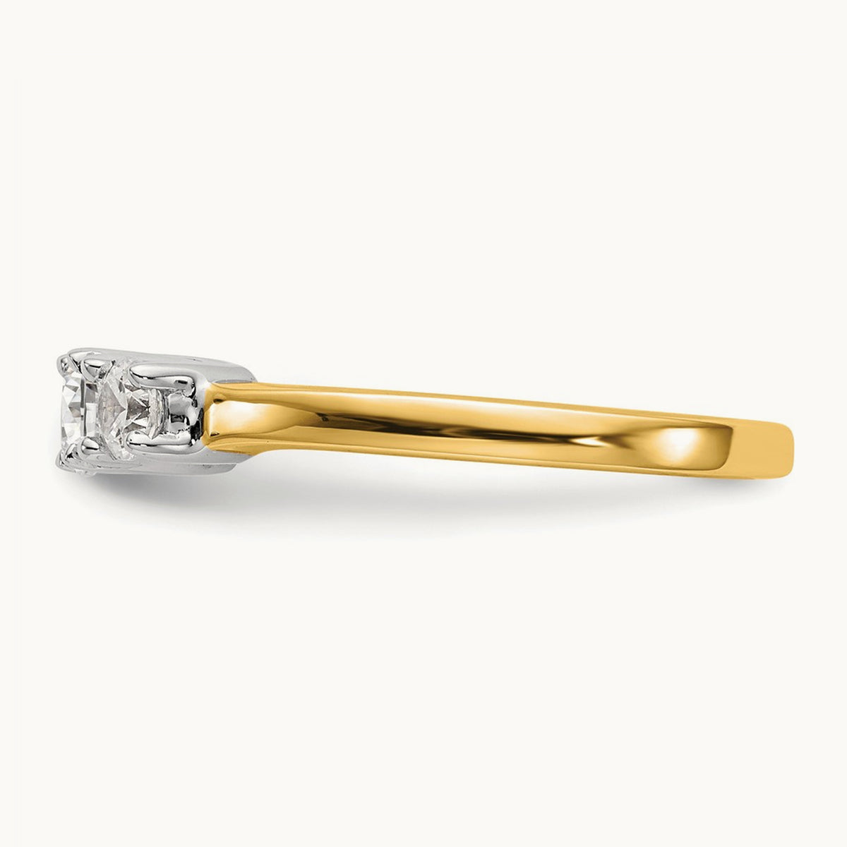 Two-Tone Basket 3 Stone Engagement Ring — 14K Two-Tone, VS/SI (Great), 7