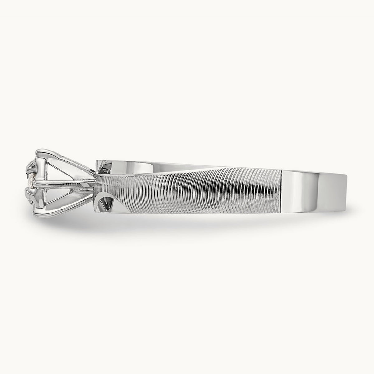 AA Quality Trio Complete Engagement Ring, 14K White Gold