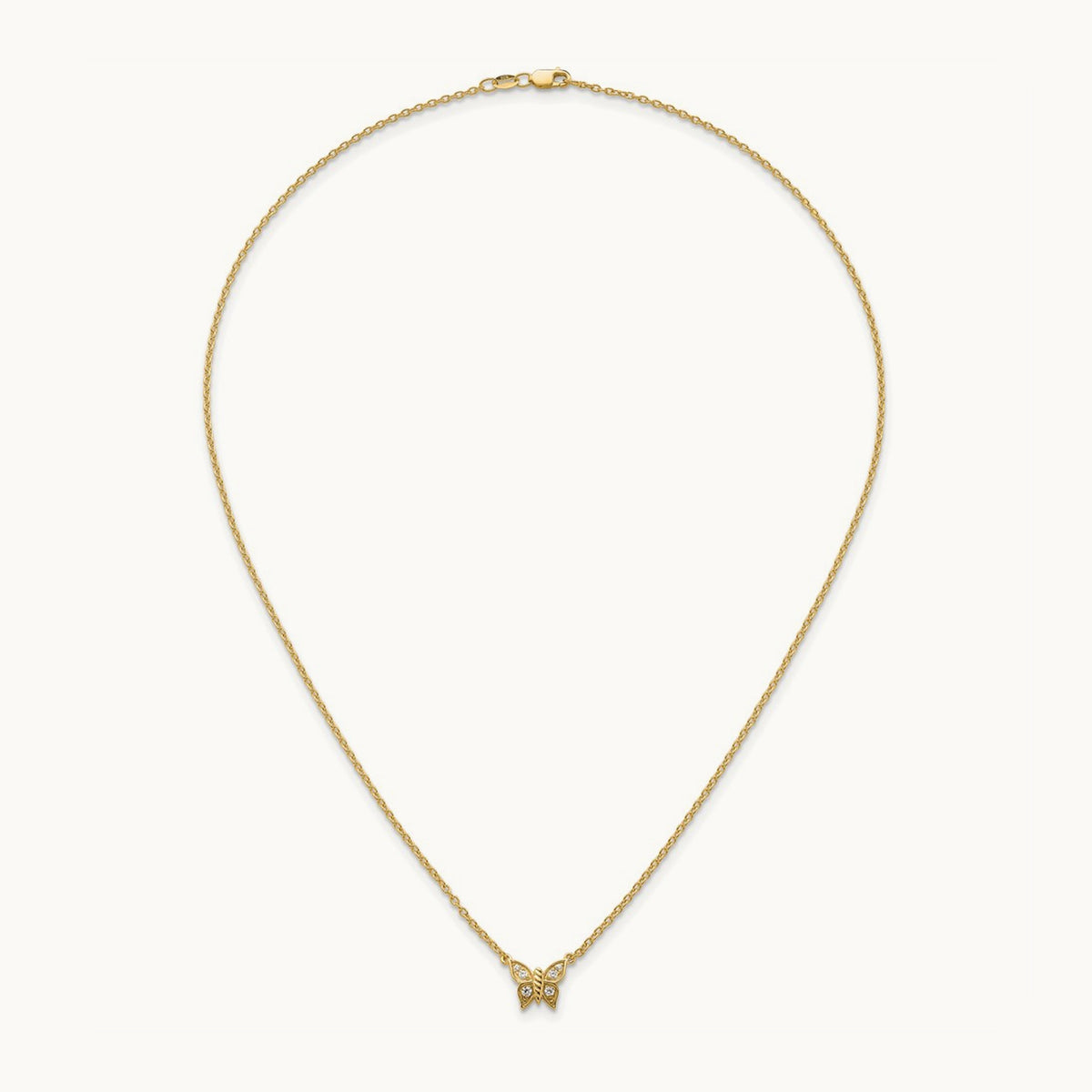 Polished Diamond Butterfly Necklace, 14K