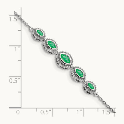 Marquise Emerald Bracelet, 14K White Gold