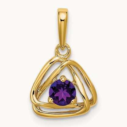 Amethyst Triangle Pendant — 14K Yellow Gold