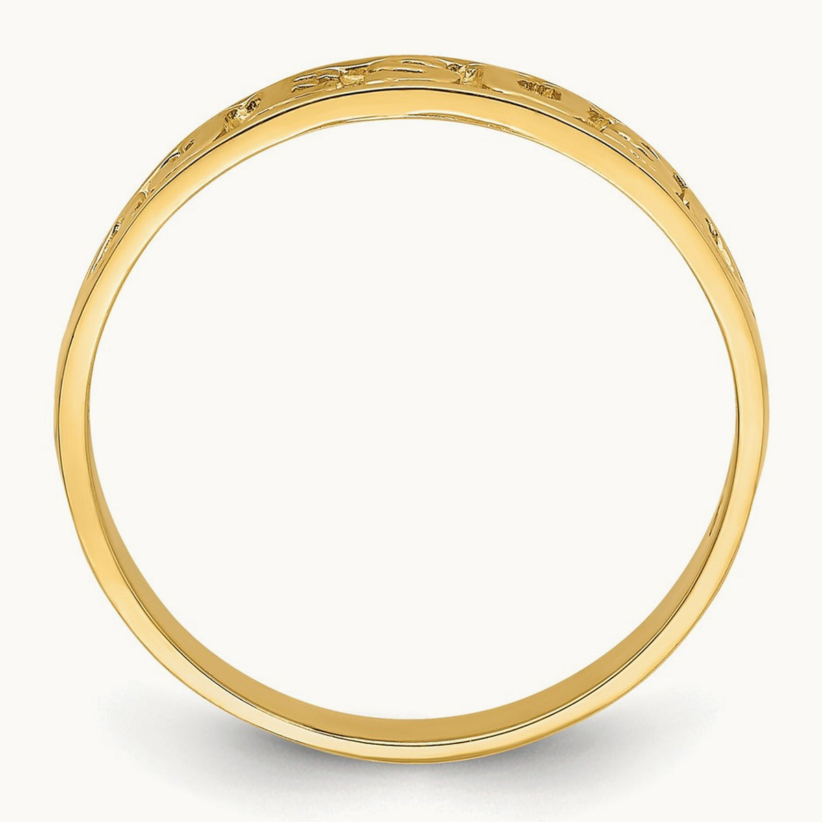 Polished Jesus w/Hearts Ring, 14K Gold