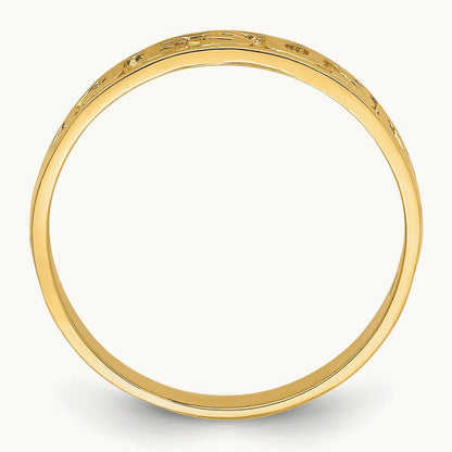 Polished Jesus w/Hearts Ring, 14K Gold