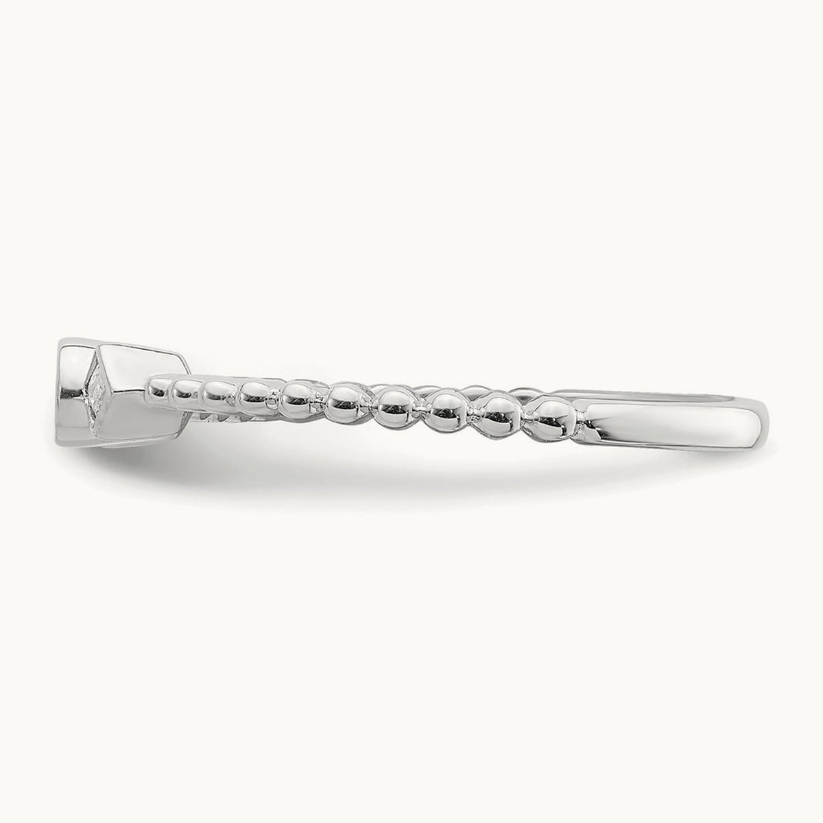 Scalloped Band Petite Round Complete Diamond Ring — 14K White Gold, 7