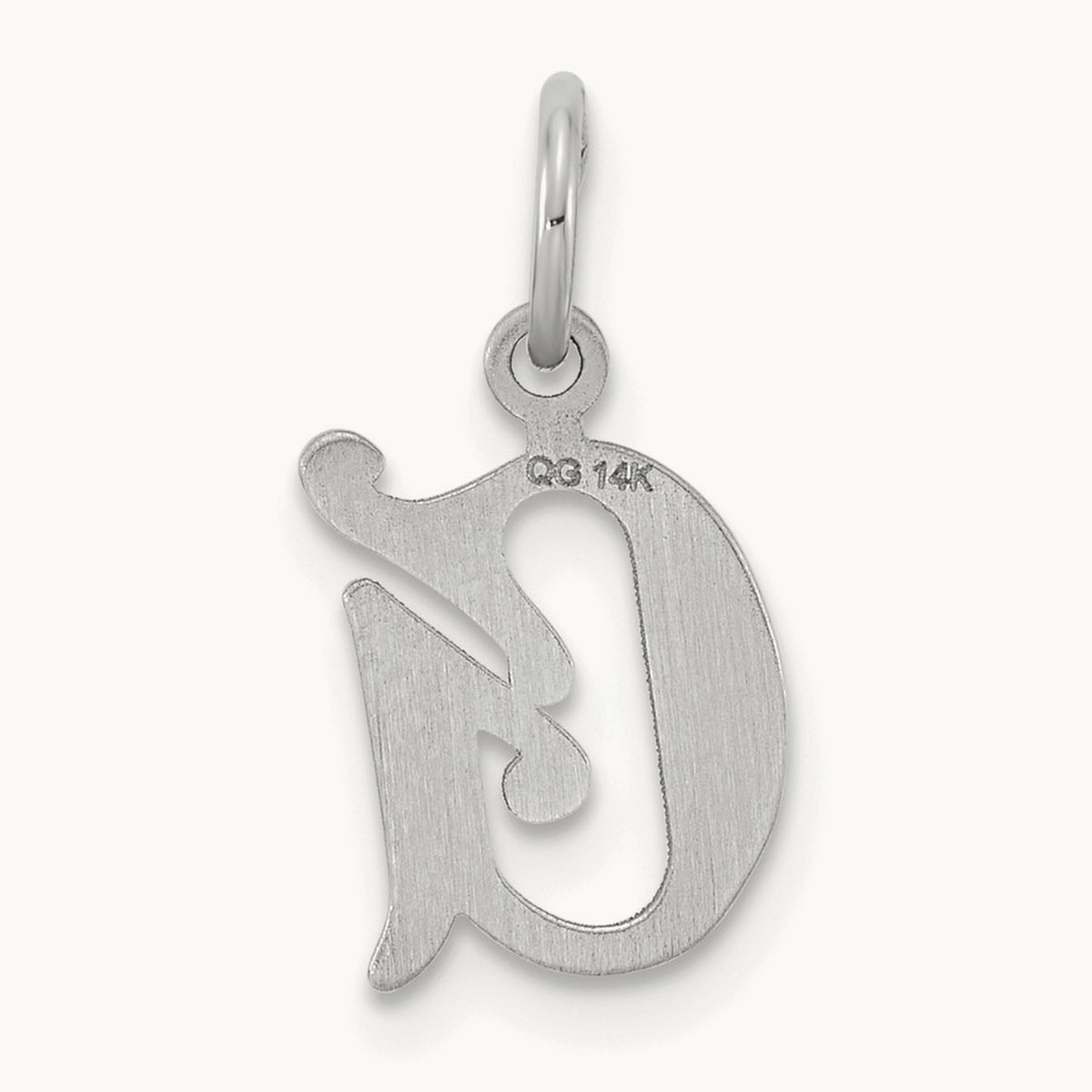 Diamond-cut Initial Charm — 14K White Gold, G