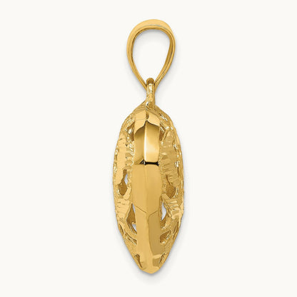 Fancy 3D Heart Charm, 14K