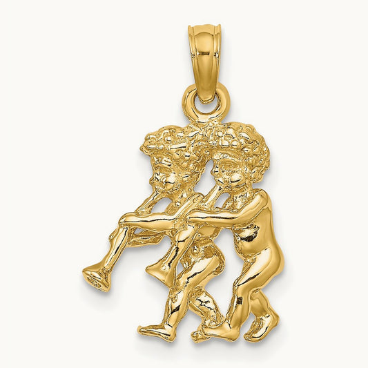 3-D Gemini Zodiac Charm, 14K