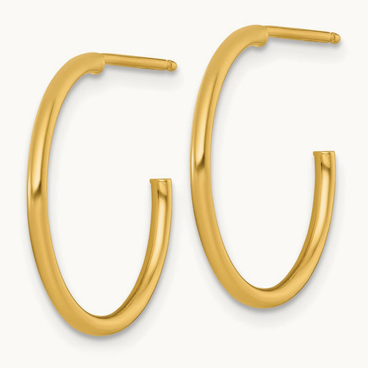 1.5 x Polished Post Hoop Earrings, 20mm, 14K