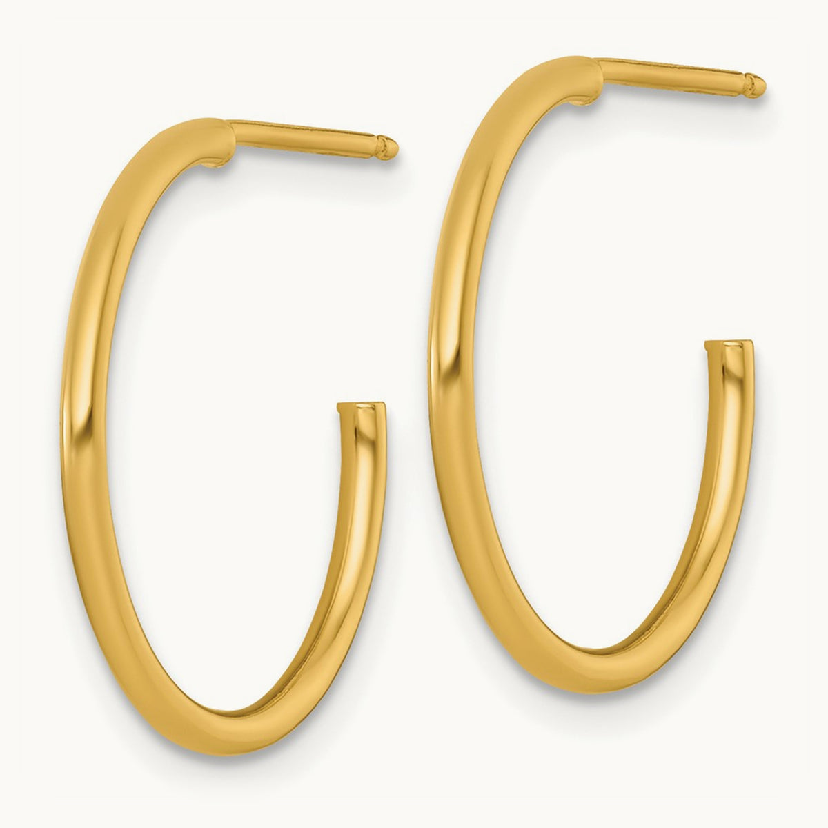 1.5 x Polished Post Hoop Earrings, 20mm, 14K