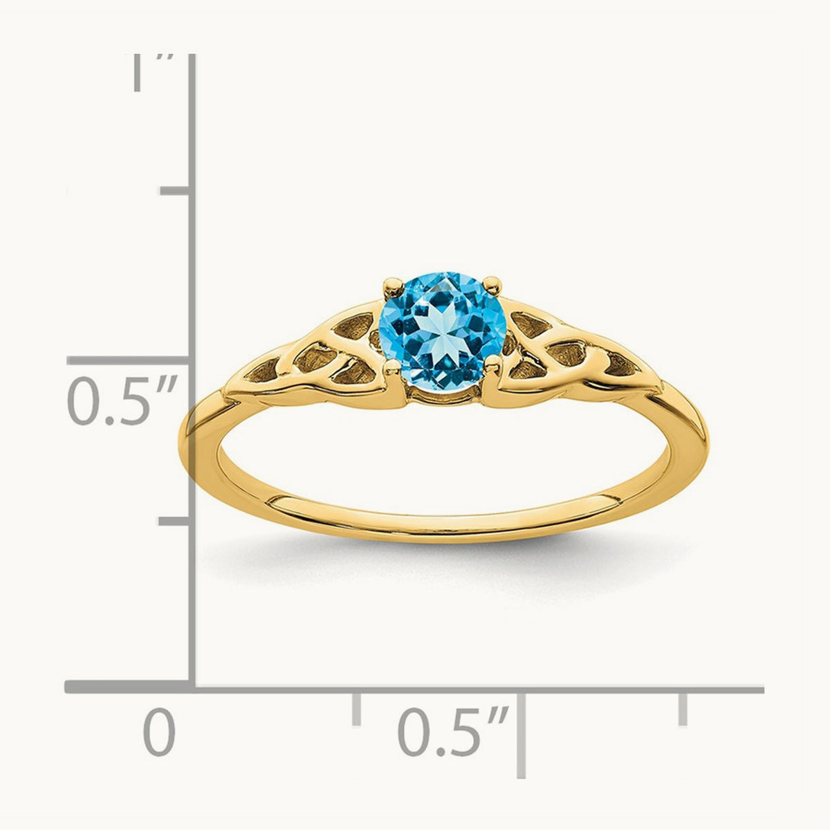 Blue Topaz Celtic Knot Ring — 14K Yellow Gold, 7