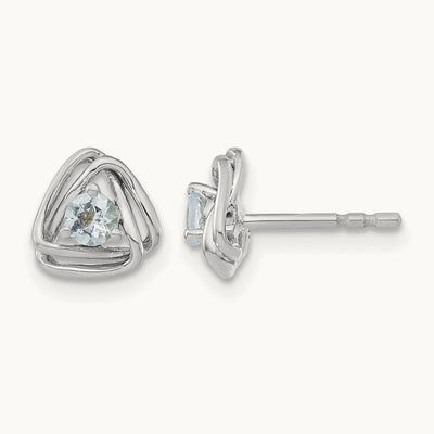 Aquamarine Post Earrings — 14K White Gold