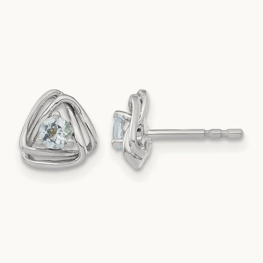 Aquamarine Post Earrings — 14K White Gold