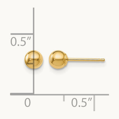 Polished Ball Post Earrings — 10K Yellow Gold, 4mm