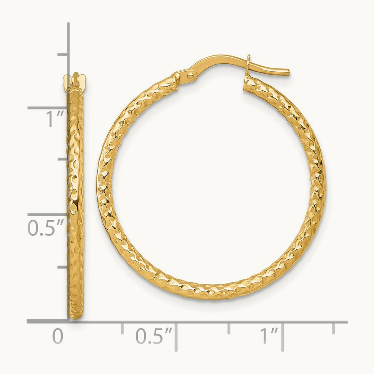 Polished Diamond-cut Hoop Earrings — 14K Yellow Gold, 28mm