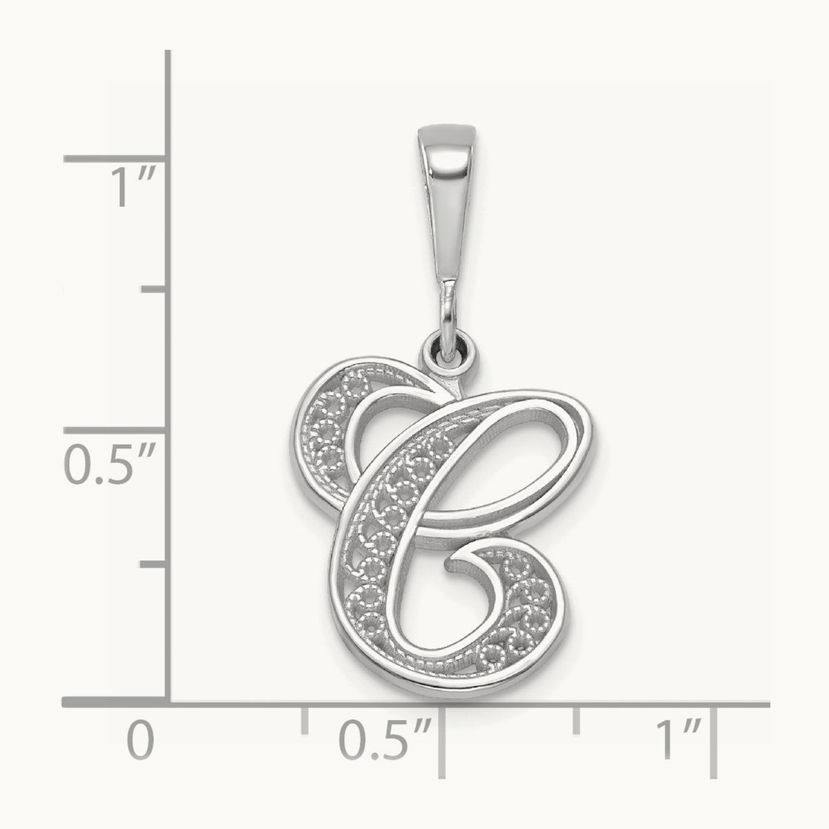 Solid Polished Script Filigree Initial Pendant — C