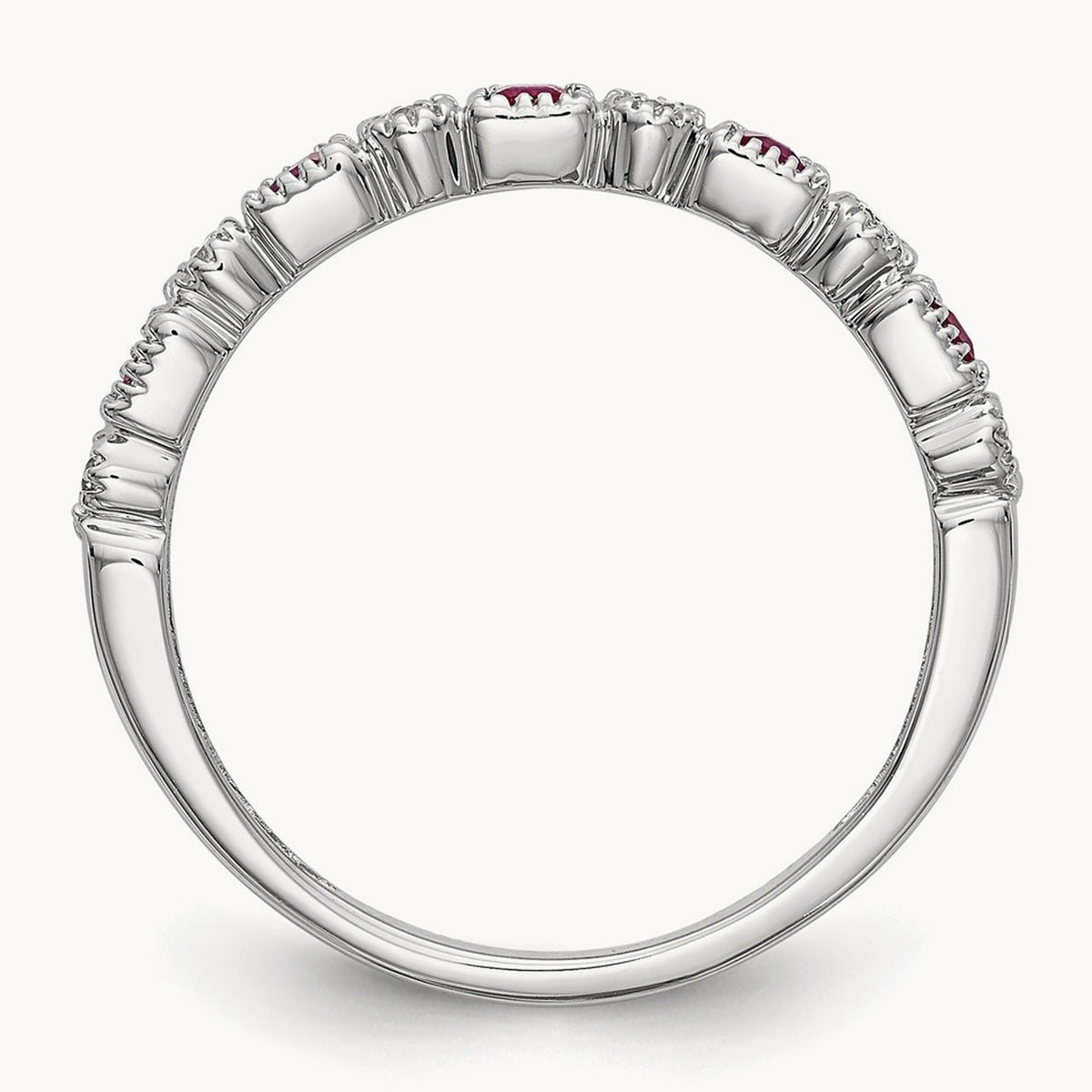 Diamond w/Ruby Band, 14K White Gold