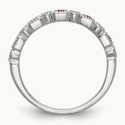 Diamond w/Ruby Band, 14K White Gold