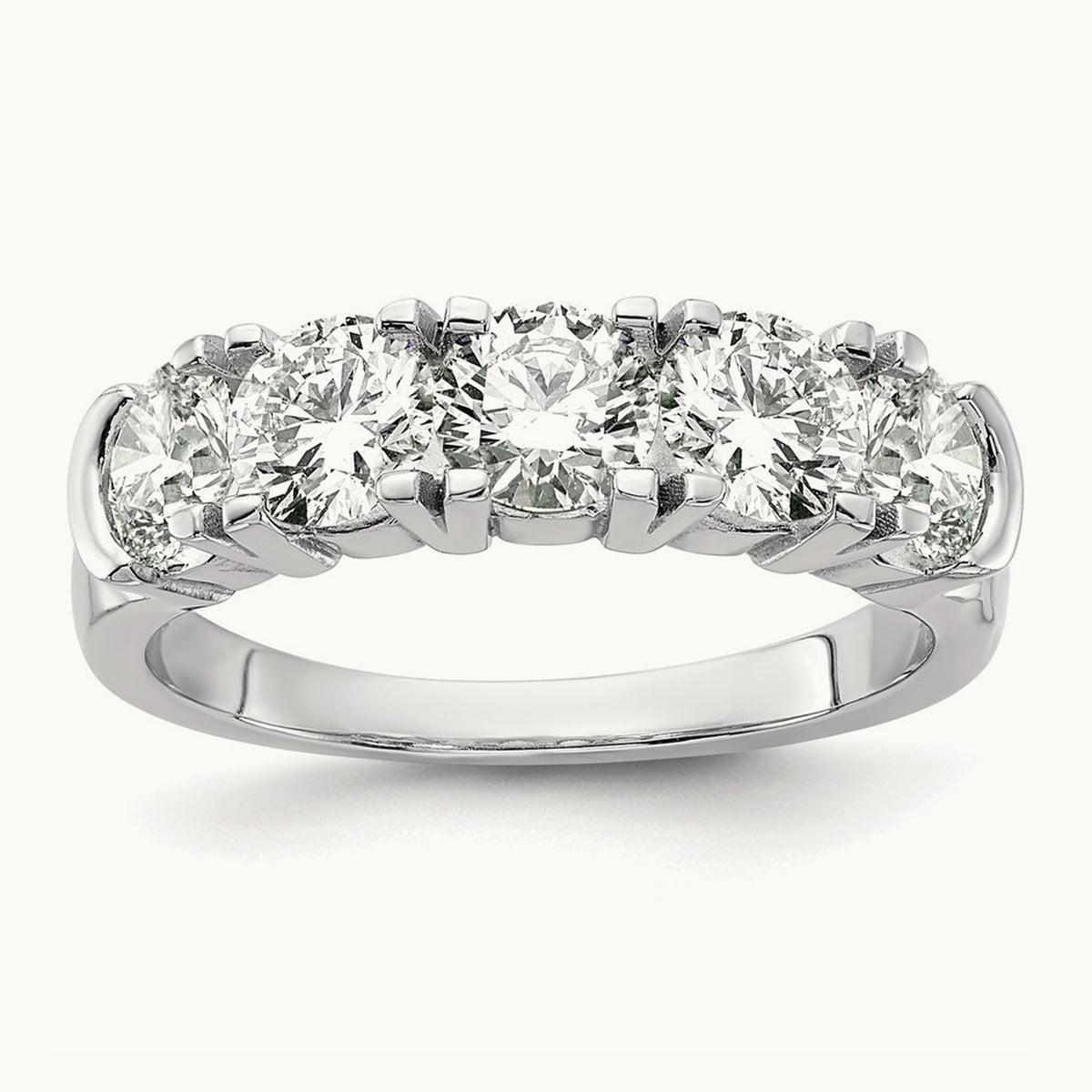 Shared-Prong 5 Stone Band — 14K White Gold, 1 3/4 ct, 7