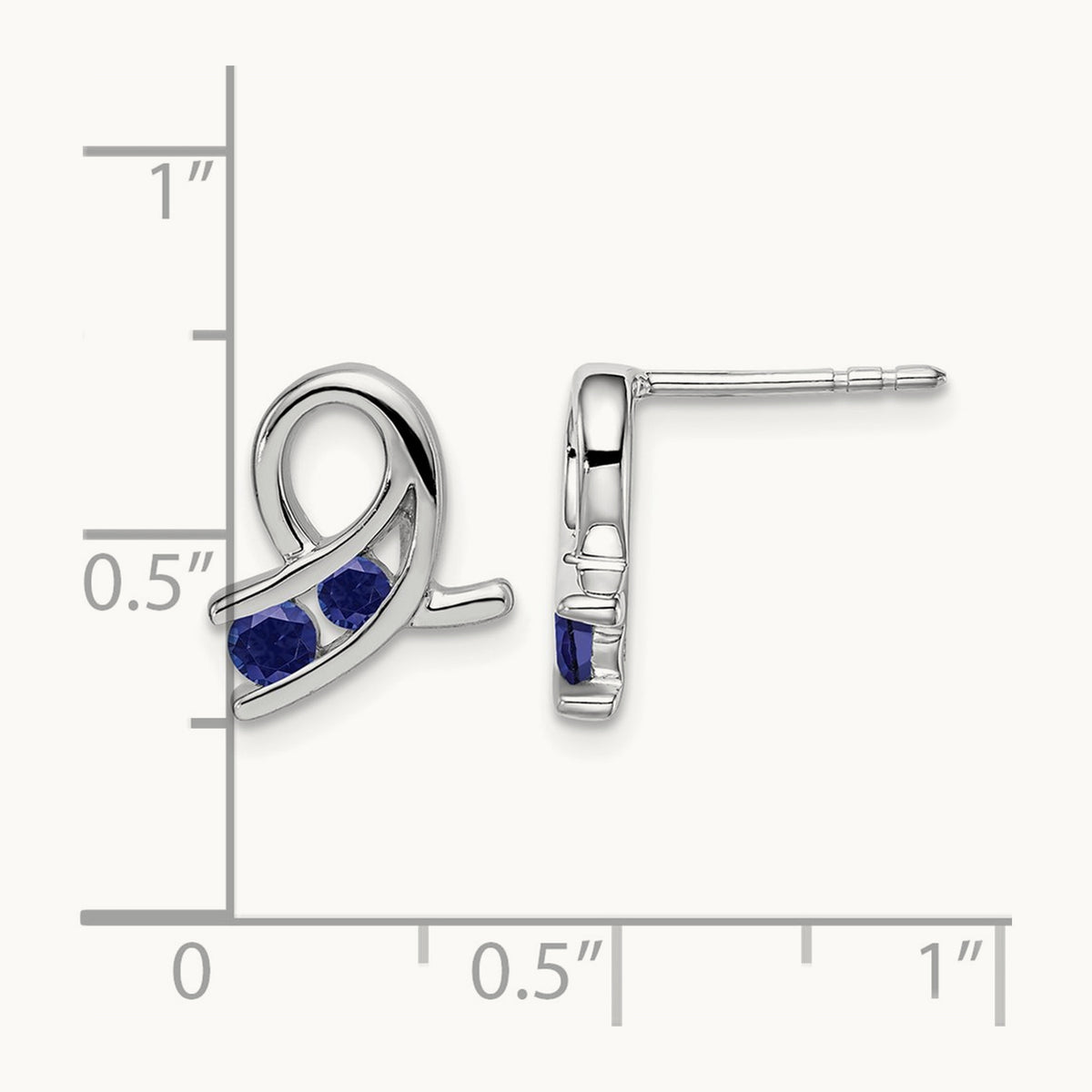 Created Sapphire Earrings, 14K White Gold