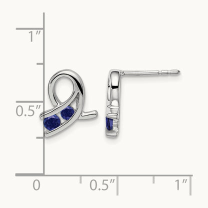 Created Sapphire Earrings, 14K White Gold