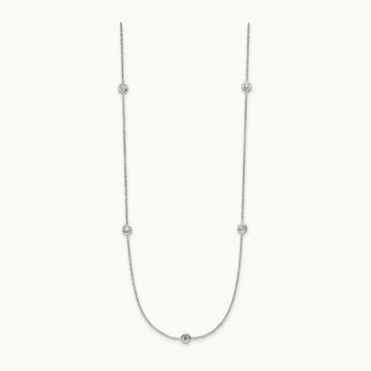 Platinum Polished Bezel Set Station Necklace, 0.25 ct tw Lab-Grown Diamond