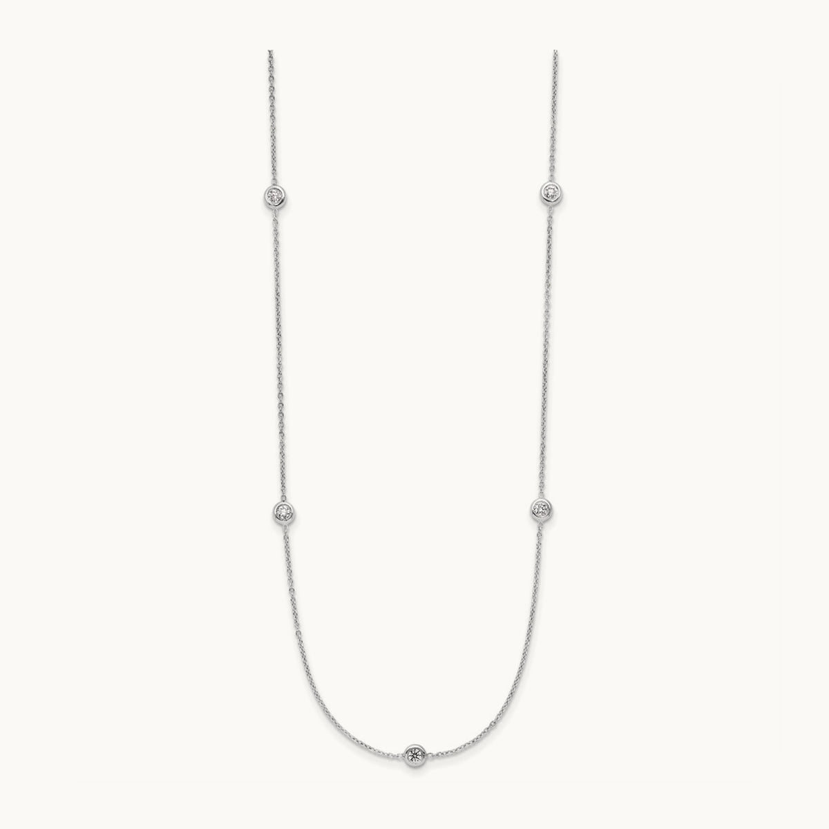 Platinum Polished Bezel Set Station Necklace, 0.25 ct tw Lab-Grown Diamond