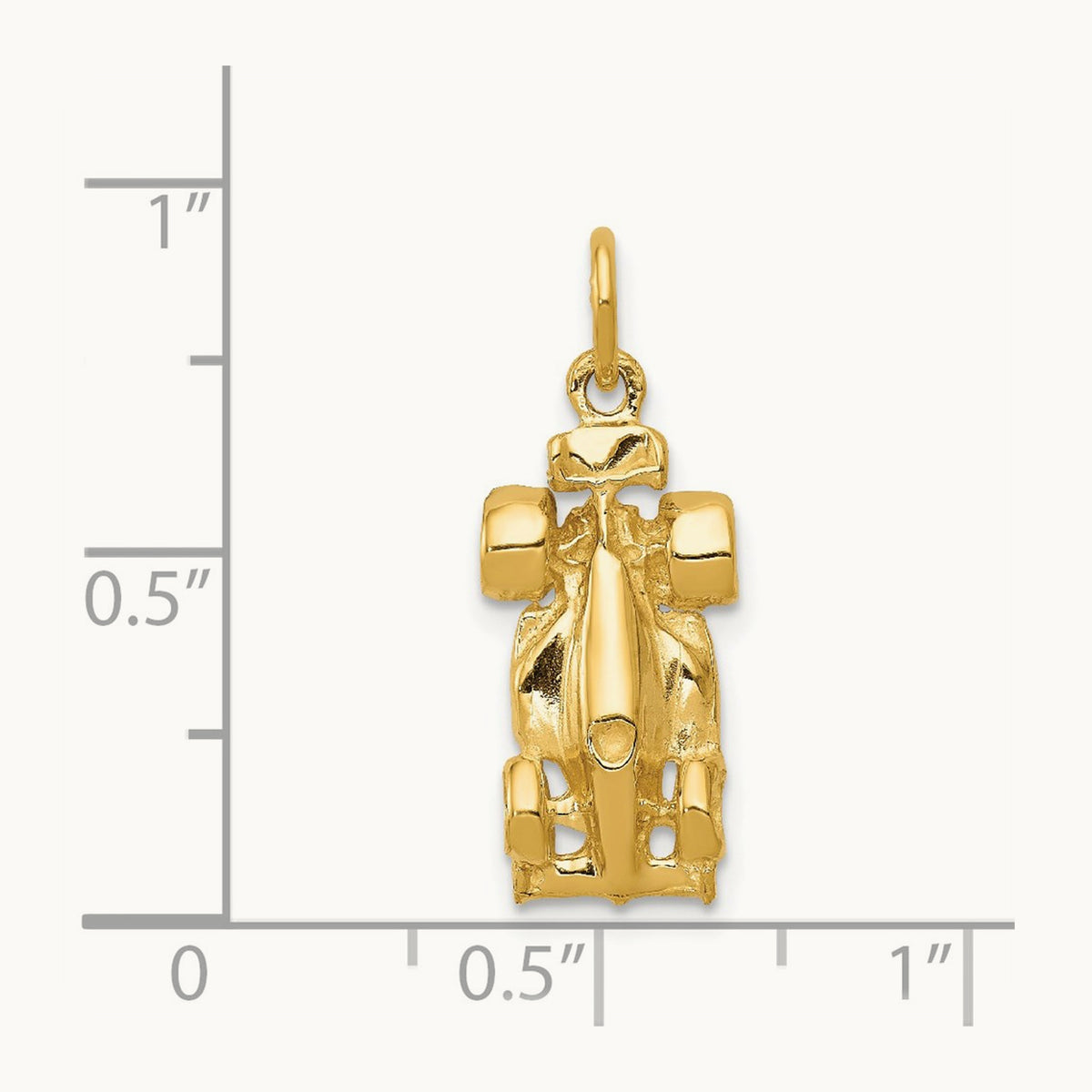 3-D Race Car Charm, 14K