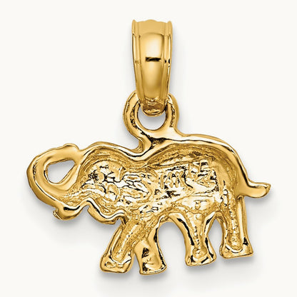 Polished Small Elephant Charm, 14K