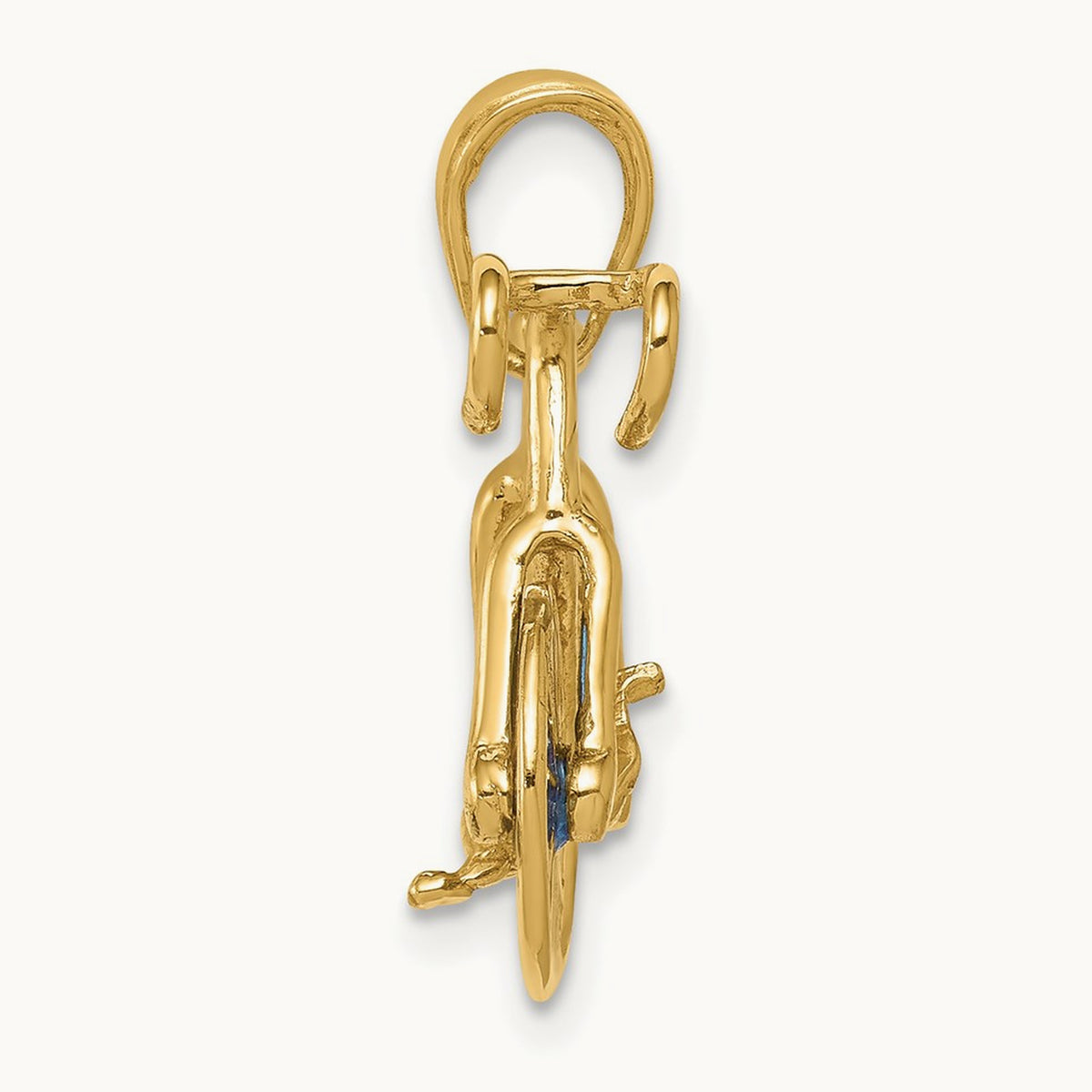 3-D Blue Enameled Moveable Bicycle Pendant, 14K