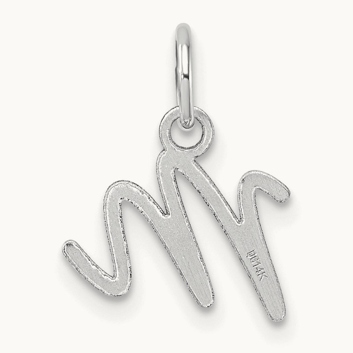 Uppercase Initial Charm — 14K White Gold, M