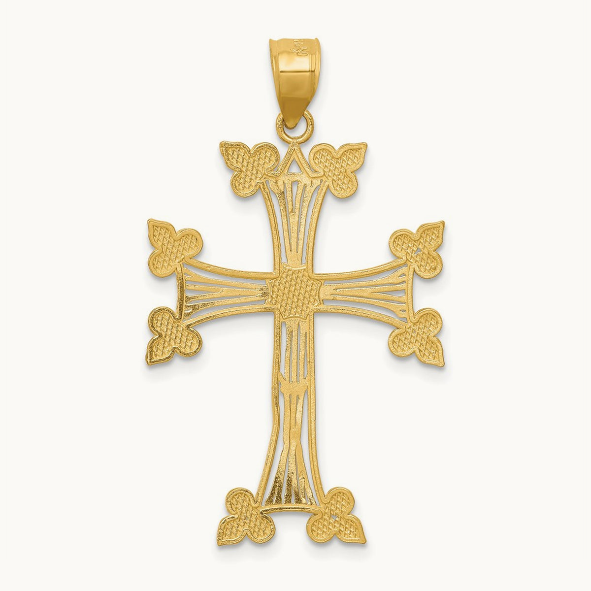 Diamond-cut Fancy Cross Pendant, 14K
