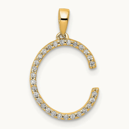 Diamond Letter C Initial Pendant, 14K