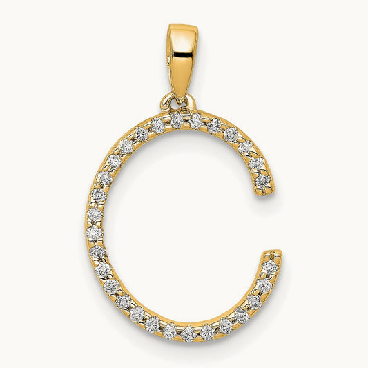 Diamond Letter C Initial Pendant, 14K