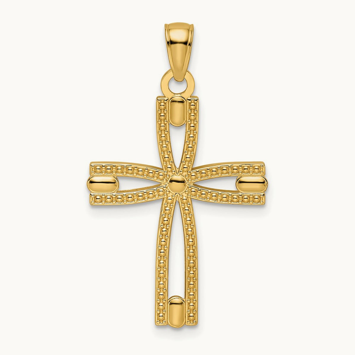 Beaded & Polished Cross Pendant — 33.24mm