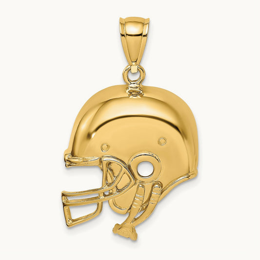 2-D Polished Football Helmet Charm, 14K