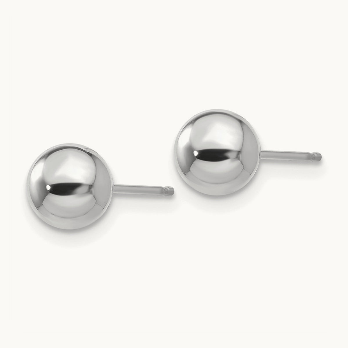Polished Ball Post Earrings — 14K White Gold, 6mm