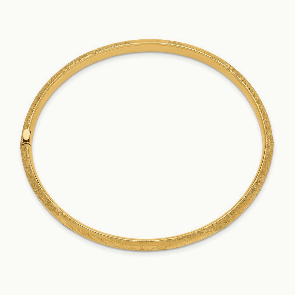 4/16 Oversized Laser Cut Hinged Bangle Bracelet, 14K