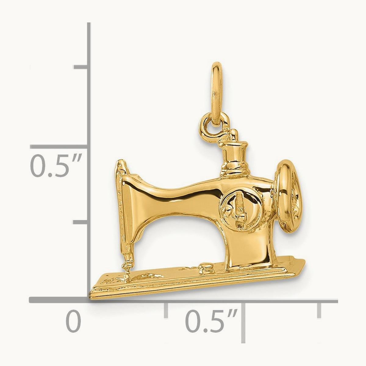 3D Antique Sewing Machine Charm, 14K