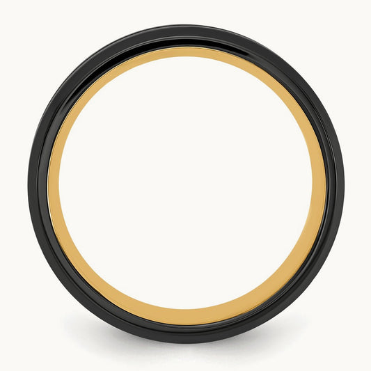 Brushed & Polished Black/Yellow IP-plated Band, 8mm, Stainless Steel