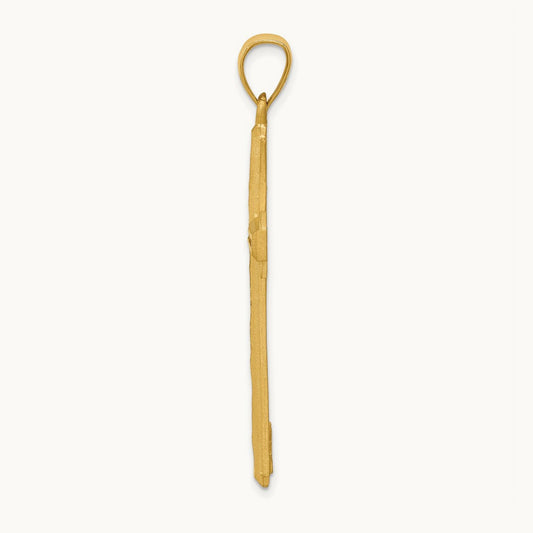 Diamond Cut and Satin Cross Pendant, 14K