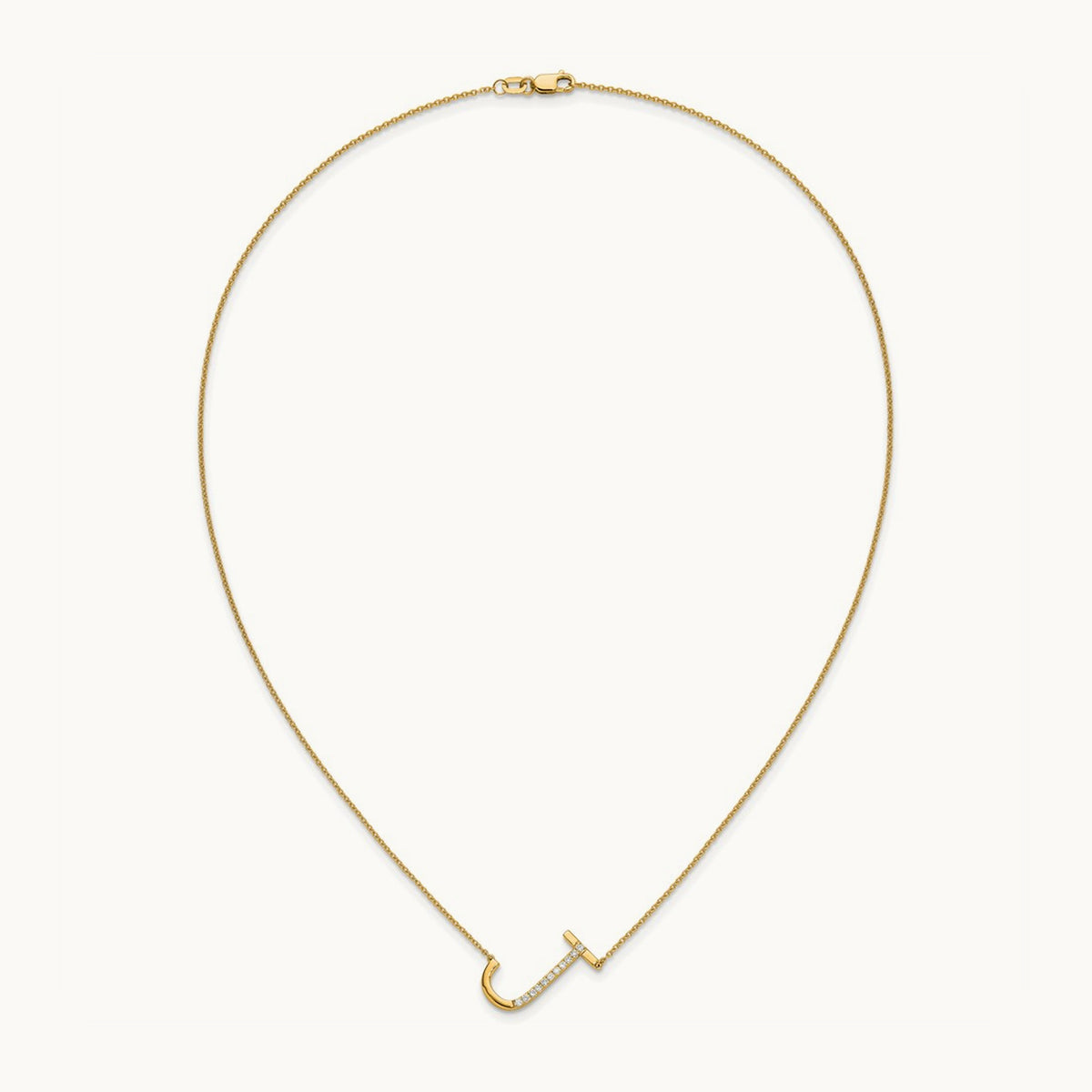 Sideways Diamond Necklace — 14K Yellow Gold, J