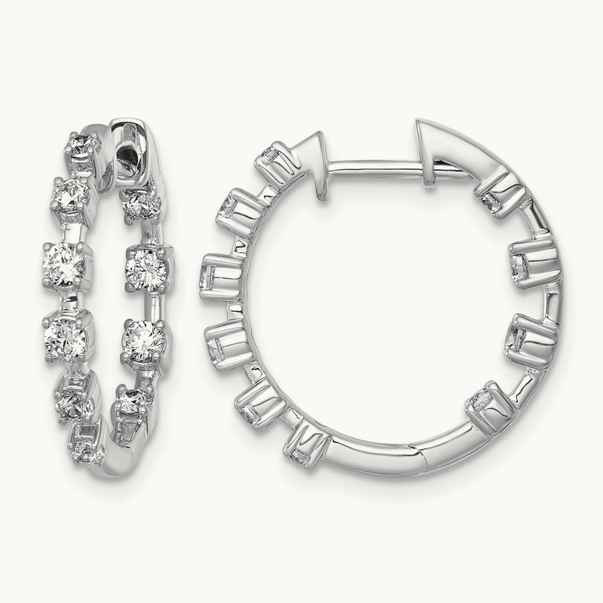 In/Out Hinged Hoop Earrings, 0.75 ct tw Lab-Grown Diamond — 14K White Gold