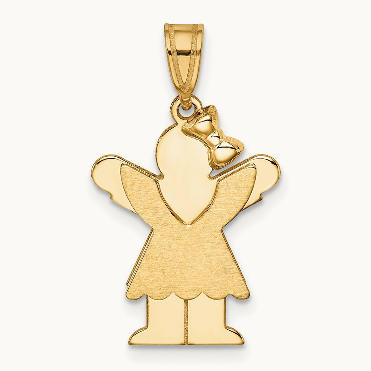 Solid Engravable Girl with Bow on Right Charm — 30mm