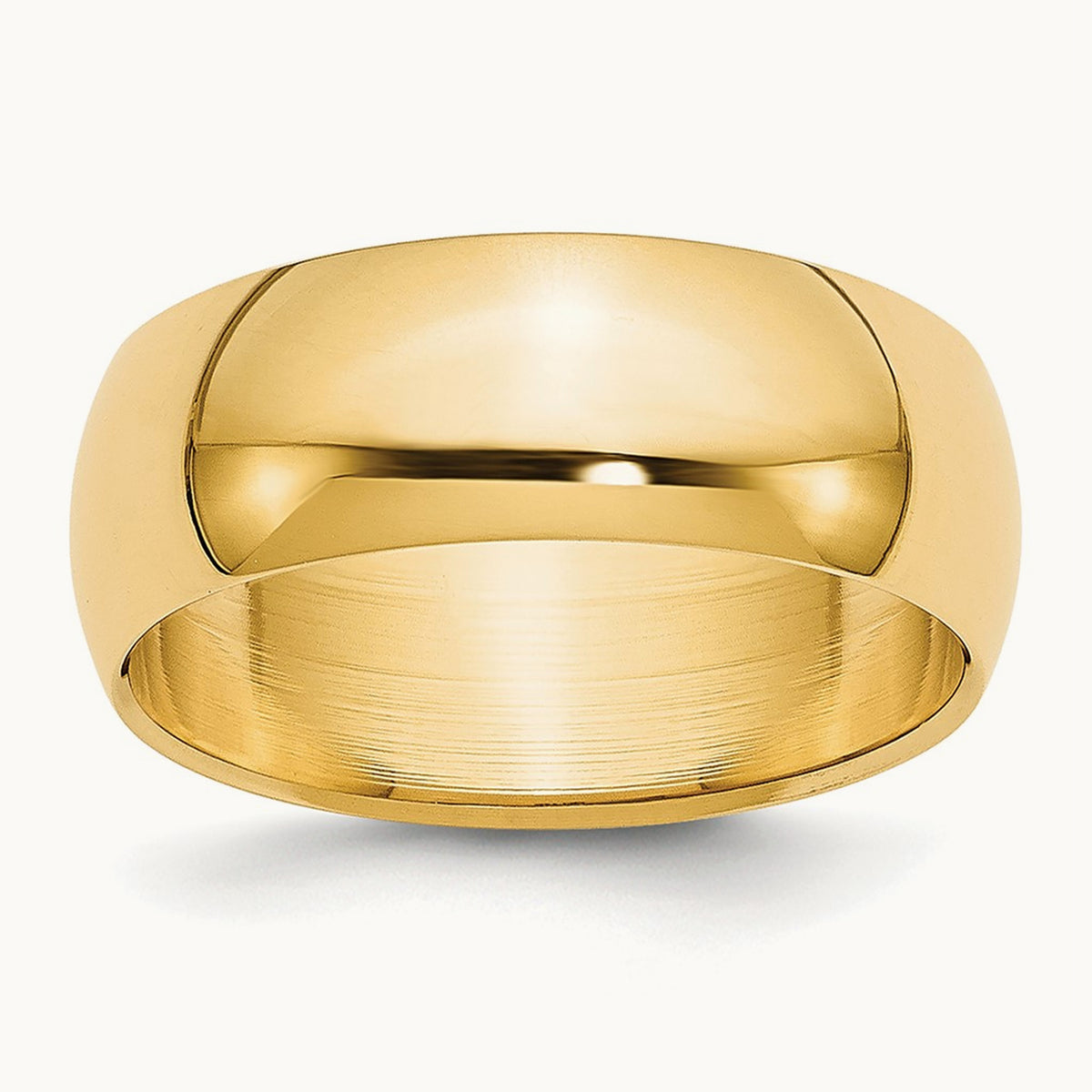 Lightweight Half Round Band, 6.5mm, 10K Yellow Gold