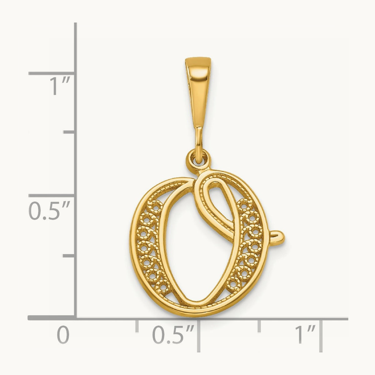 Polished Script Filigree Initial Pendant — O